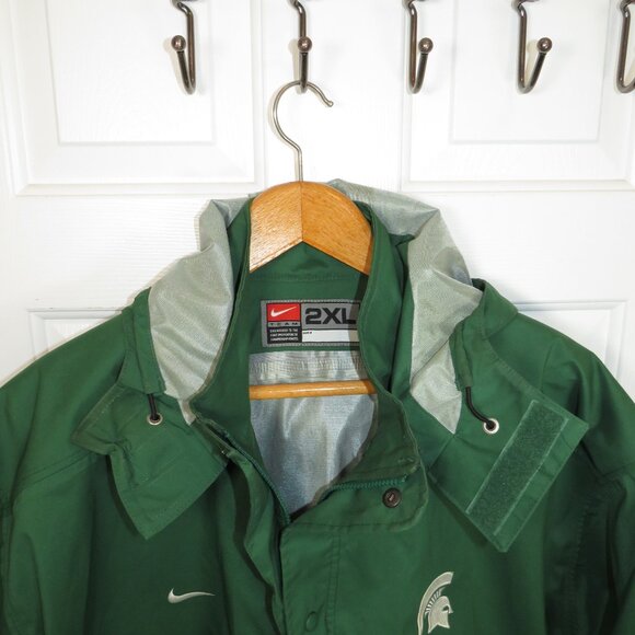 Vtg Michigan State Spartans Jacket Full Zip Mens 2XL Waterproof Rain Nike Team - Picture 3 of 7